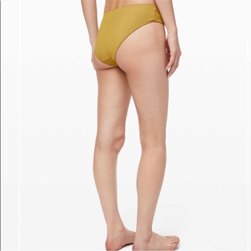 Lululemon Clear waters mid Rise bikini bathing suit bottom embroidered gold
